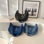 Women Fashion Simple Denim Zipper Shoulder Bag - Image 3