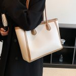 Women Fashion Casual Solid Color Large Capacity Tote Bag - Image 3