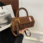 Women Fashion Casual Solid Color Pu Rectangular Shoulder Bag