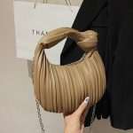 Wholesale Women Fashion Casual Solid Color Pleated Soft Knot Dumpling Handbag - Image 2
