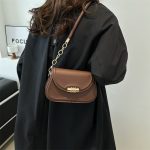 Women Fashion Casual Solid Color Chain Small Square Shoulder Bag - Image 3