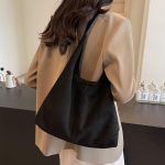 Women Fashion Casual Solid Color Suede Large Capacity Shoulder Bag - Image 3