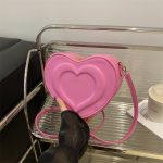Wholesale Women Fashion Casualsolid Color Heart Shaped Shoulder Bag