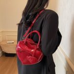 Women Fashion Solid Color Love-Shaped Shoulder Bag - Image 4