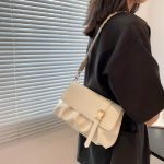 Wholesale Women Fashion Casual Simple Solid Color Pleated Shoulder Bag - Image 3
