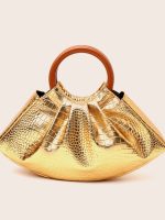 Women Fashion Elegant Solid Color Pleated Cloud Handbag - Image 3