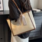 Wholesale Women Fashion Casual Simple Color Contrast Large Capacity Tote Bag - Image 3
