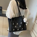Wholesale Women Fashion Solid Color Butterfly Decoration Large Capacity Tote Bag - Image 3
