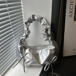 Wholesale Fashion Design Pleated Solid Color Shoulder Strap Bow Shoulder Bag