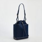 Wholesale Fashion Denim PU Stitching Bucket Bag - Image 3