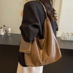 Wholesale Women Fashion Simple Casual Solid Color Large Capacity Tote Bag - Image 3