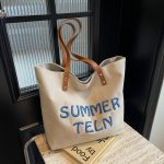 Wholesale Women Fashion Embroidered Letter Large Capacity Canvas Tote Bag