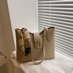 Wholesale Women Fashion Casual Simple Solid Color Silk Scarf Tote Bag - Image 2