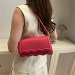 Wave Design Women Candy Color Underarm Bag - Image 3