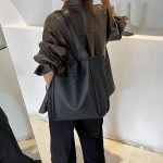 Wholesale Women Solid Color Large Capacity Shoulder Tote Bag - Image 3