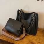 Wholesale Women Fashion Simple Solid Color Large Capacity Tote Bagtwo-Piece Bag Set - Image 3