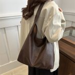 Wholesale Women Retro Simple Solid Color Large Capacity Tote Bag Two-Piece Bag Set - Image 4