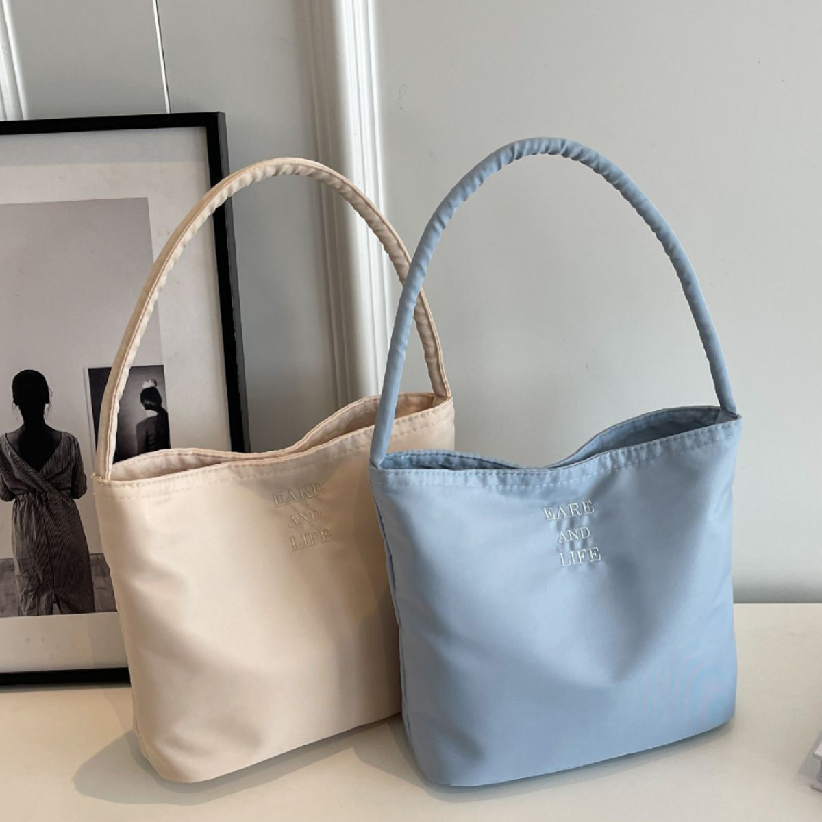 main_2-710 Wholesale Women Fashion Casual Solid Color Nylon Embroidered Shoulder Bag - Image 1