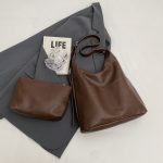 Wholesale Women Fashion Casual Solid Color Large Capacity Shoulder Bag Two-Piece Bag Set - Image 2