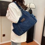 Wholesale Women Fashion Casual Large Capacity Denim Canvas Shoulder Bag - Image 3
