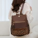 Lightweight Travel Multi-Use Leopard Schoolbag Large Capacity Casual Oxford Cloth Backpack - Image 4