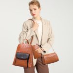 Wholesale Women Fashion Embossed Zipper PU Backpack Chain Crossbody Bag Purses Four-Piece Set - Image 2