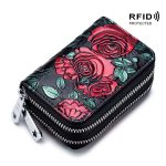 Wholesale Fashion Vintage Rose Pattern Zipper Leather Wallet - Image 3
