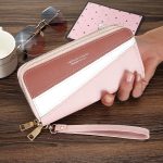 Patchwork Color Large Capacity Women Zipper Card Holder Clutch Purse - Image 3