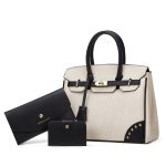 Women Fashion Casual Retro Contrast Color Handbag Three-Piece Bag Set - Image 2