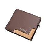 Wholesale Men'S Wallet Short Tri-Fold Pu Wallet Stitching Business Zipper Coin Purse Multi-Card Card Holder Coin Bag - Image 2