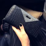 Wholesale Women Fashion Color Blocking Crocodile Grain Long Wallet PU Purse - Image 3