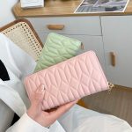 Women Fashion Creasing Solid Color Mid-Length Coin Purse - Image 2