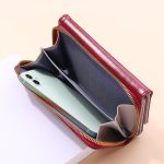 Wholesale Women Fashion Retro Lace Button Oil Wax Leather Long Coin Purse - Image 3