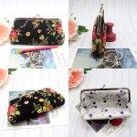 Wholesale Women Fashion Fabric Big Rose Canvas Long Coin Purse - Image 3