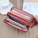 Women Fashion Long Sleeve Double Zipper PU Purses - Image 2