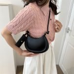 Women Fashion Solid Color Semi-Round Coin Purse Pendant Shoulder Bag - Image 2