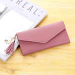 Wholesale Women Fashion Solid Color Flip Tassel Pendant Long Purses - Image 4
