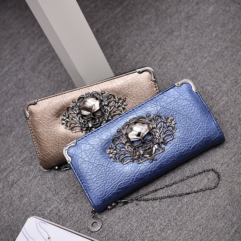 main_2-905 Women Fashion Creative Skull Long Purses - Image 1