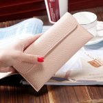 Wholesale Women Long Large Capacity Solid Color Litchi Pattern Wallet Purse - Image 2