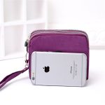 Women Fashion Solid Color Frosted Three-Layer Zipper Storage Purses - Image 2