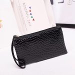 Women Simple Solid Color Stone Pattern Zipper Long Purses - Image 2