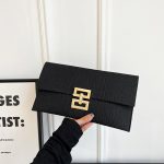 Wholesale Women Simple Solid Color Flap Metal Latch Large Capacity Rectangular Purses - Image 3