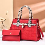 Wholesale Women Fashion Snake Pattern Square Large Capacity Purses Handle Shoulder Bag Suit