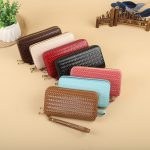 Women Fashion Simple Woven Zipper Long Purses - Image 3