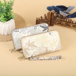 Wholesale Women Fashion Floral Embroidery Double Zipper Long Purses - Image 3