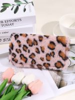 Women Fashion Creative Plush Leopard Zipper Long Purses - Image 2