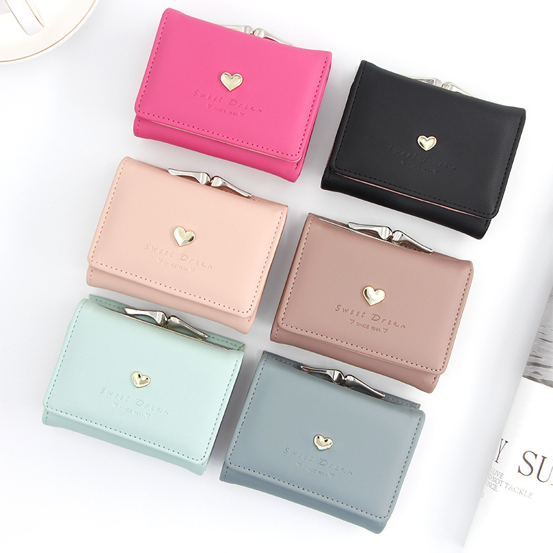 main_2-973 Women Cartoon Cute Coin Tri-Fold Solid Color Wallet - Image 1