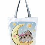 Wholesale Simple White Creative Cartoon Owl Print Shopping Bag - Image 20