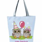 Wholesale Simple White Creative Cartoon Owl Print Shopping Bag - Image 22