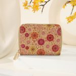 Women Fashion Retro Cork Printed Short Zipper Wallet - Image 4